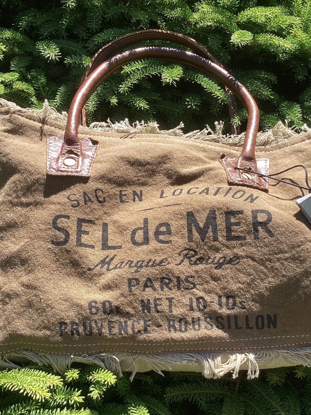 Myra Bag Sel de Mer Marque Rouge Paris Leather/Cotton Tote Handbag🦋